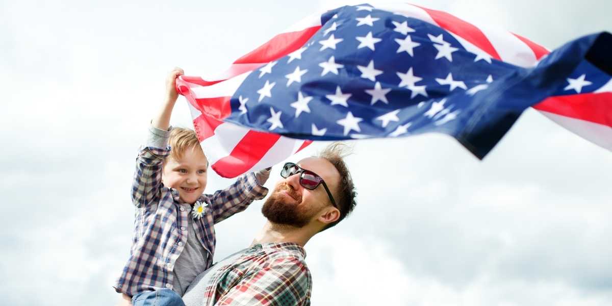 boy and dad flag